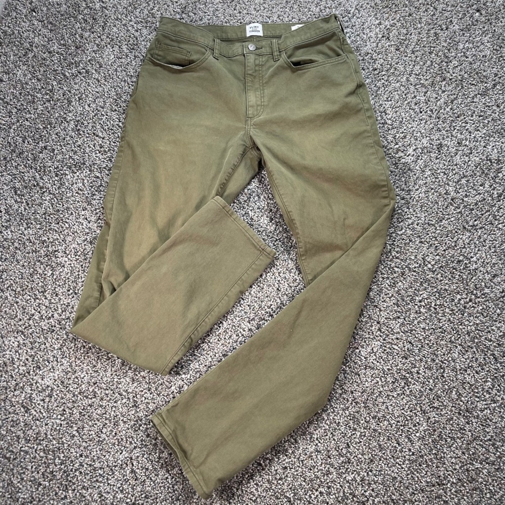 Flint and Tinder 365 Pant Slim Fit Olive Green Mens 32x34 Chino Trousers